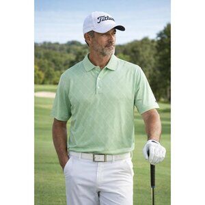 Greg Norman Mens Green Diamond Polo Shirt Size Large NEW